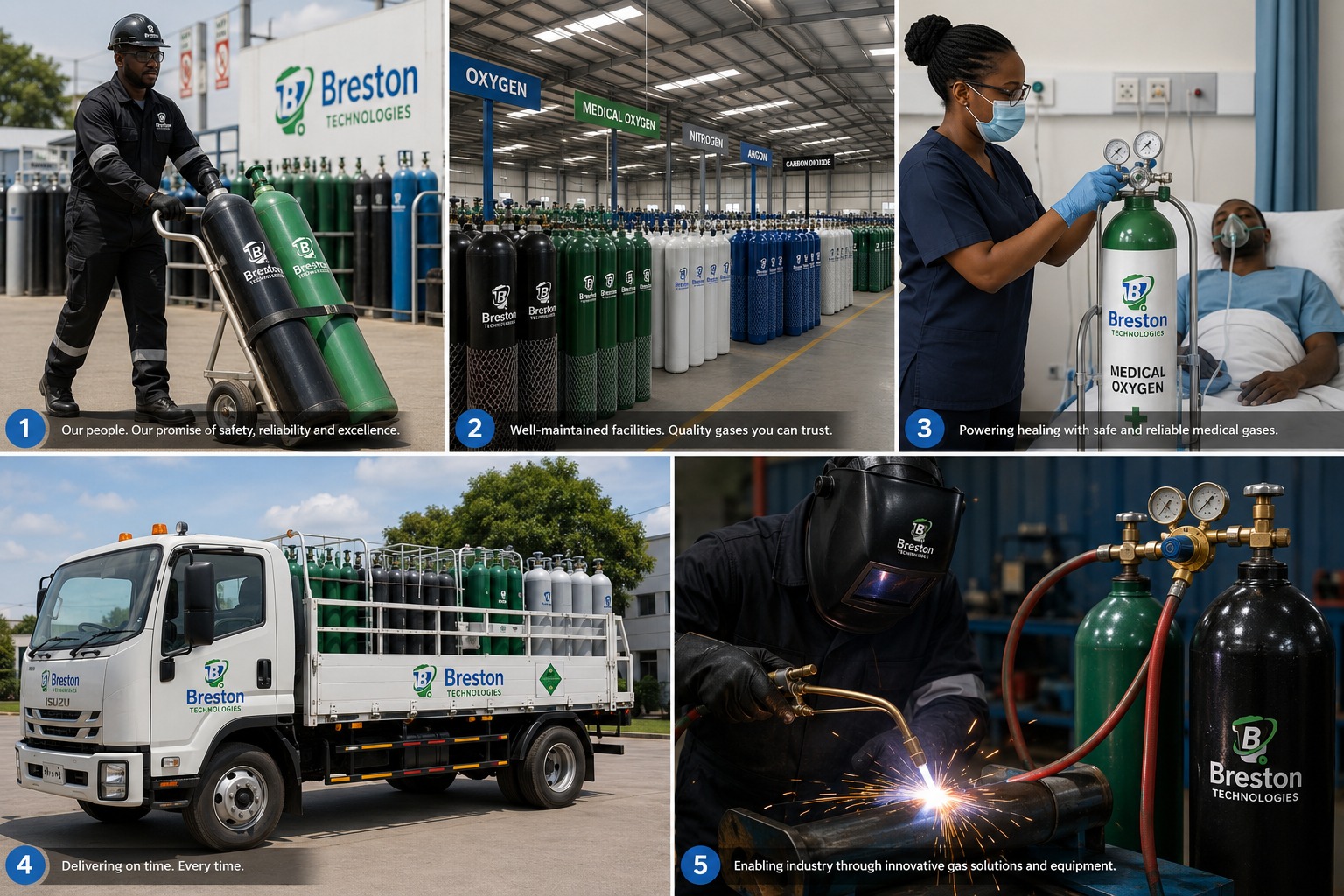 Breston Technologies — people, facilities, medical gases, delivery fleet, and industrial solutions